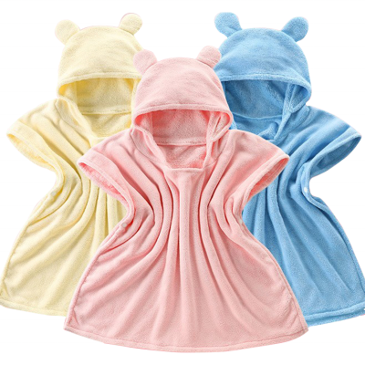 82%polyester 18%polyamide Children cloak baby bathing suit velvet hooded bath towel